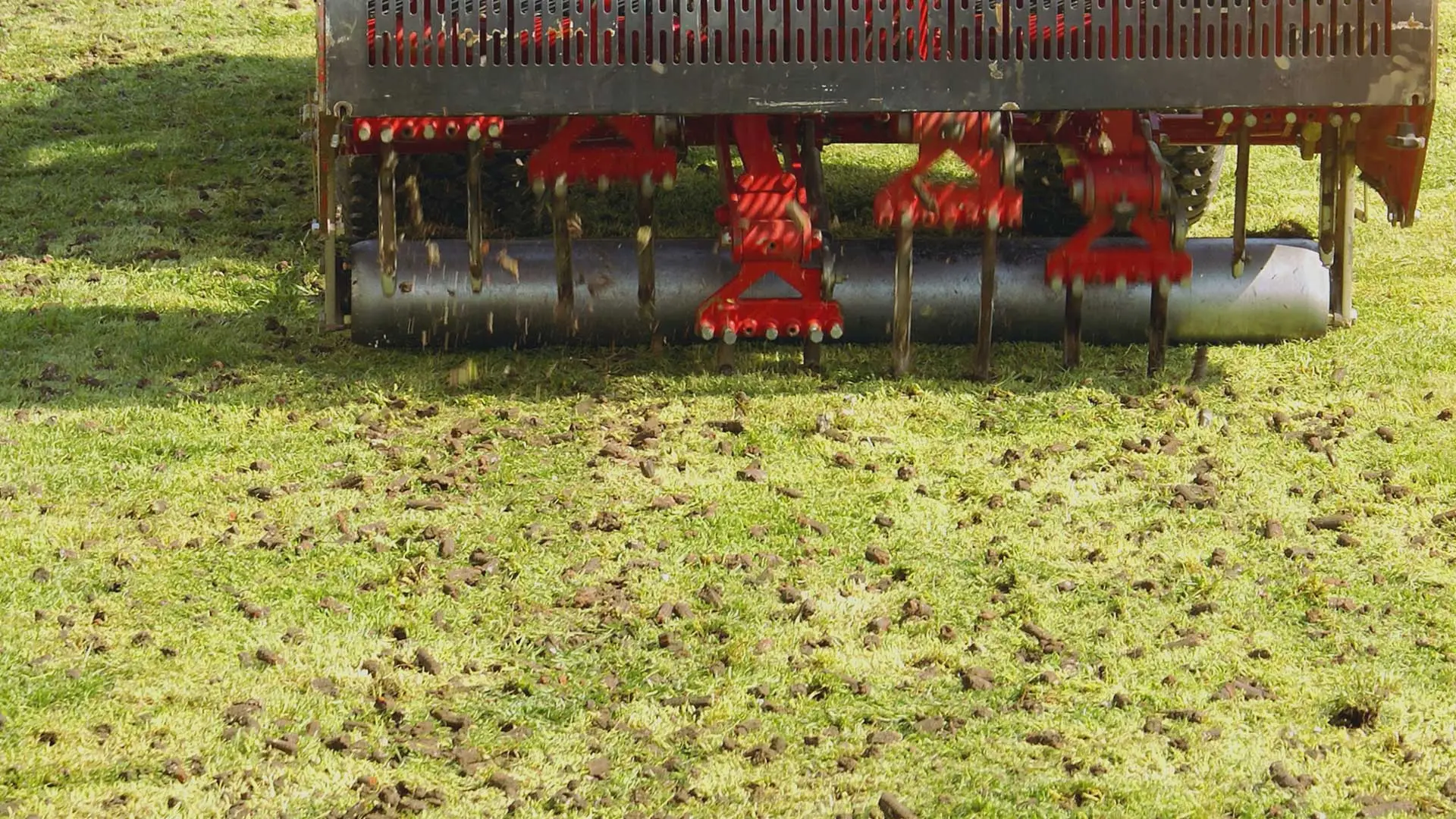 Lawn aeration services at a home in Greenville, SC.